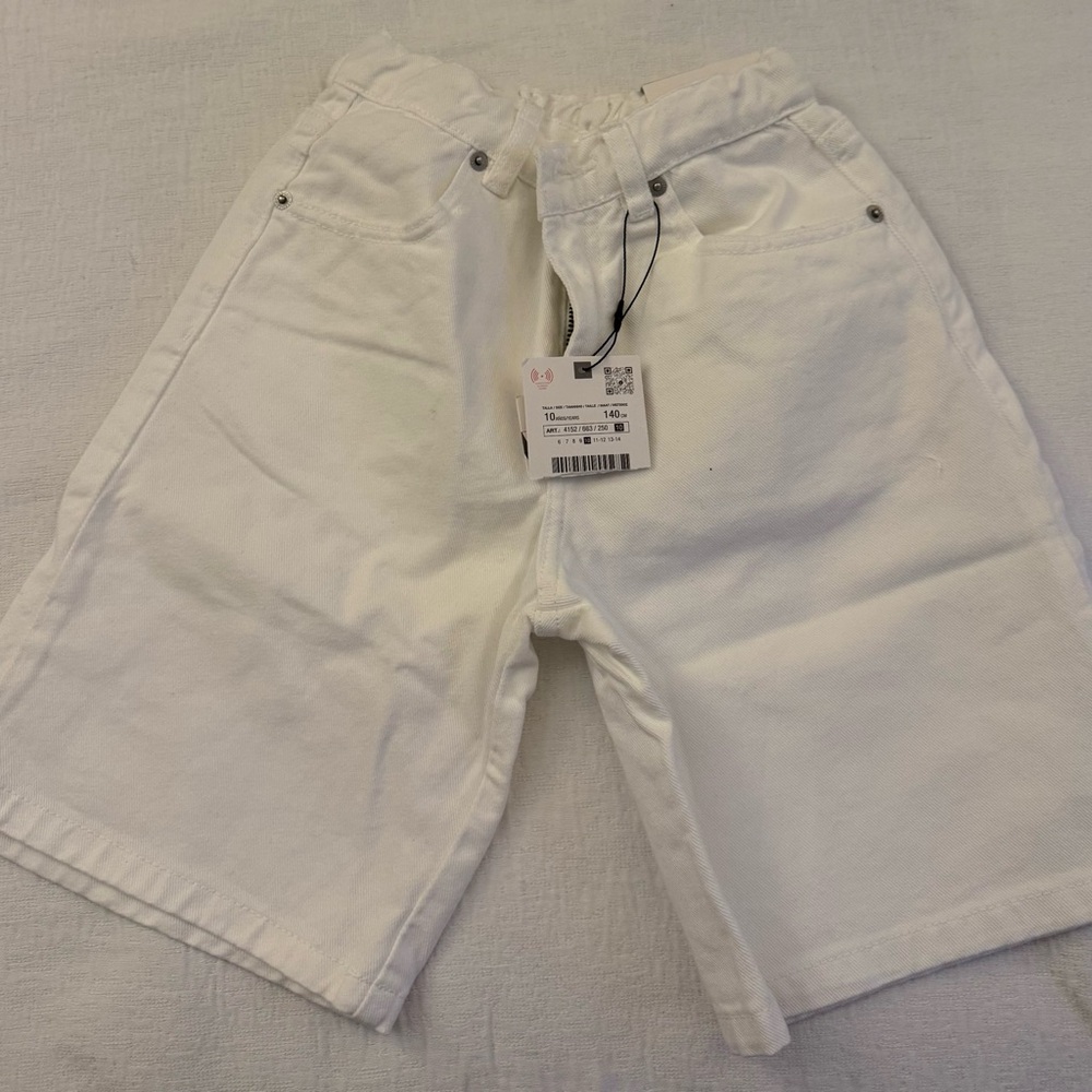 Zara White Denim Shorts Knee-Length